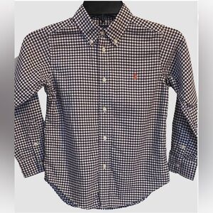 Ralph Lauren Boys Purple Gingham Button-Down Shirt Size 6 Long Sleeve